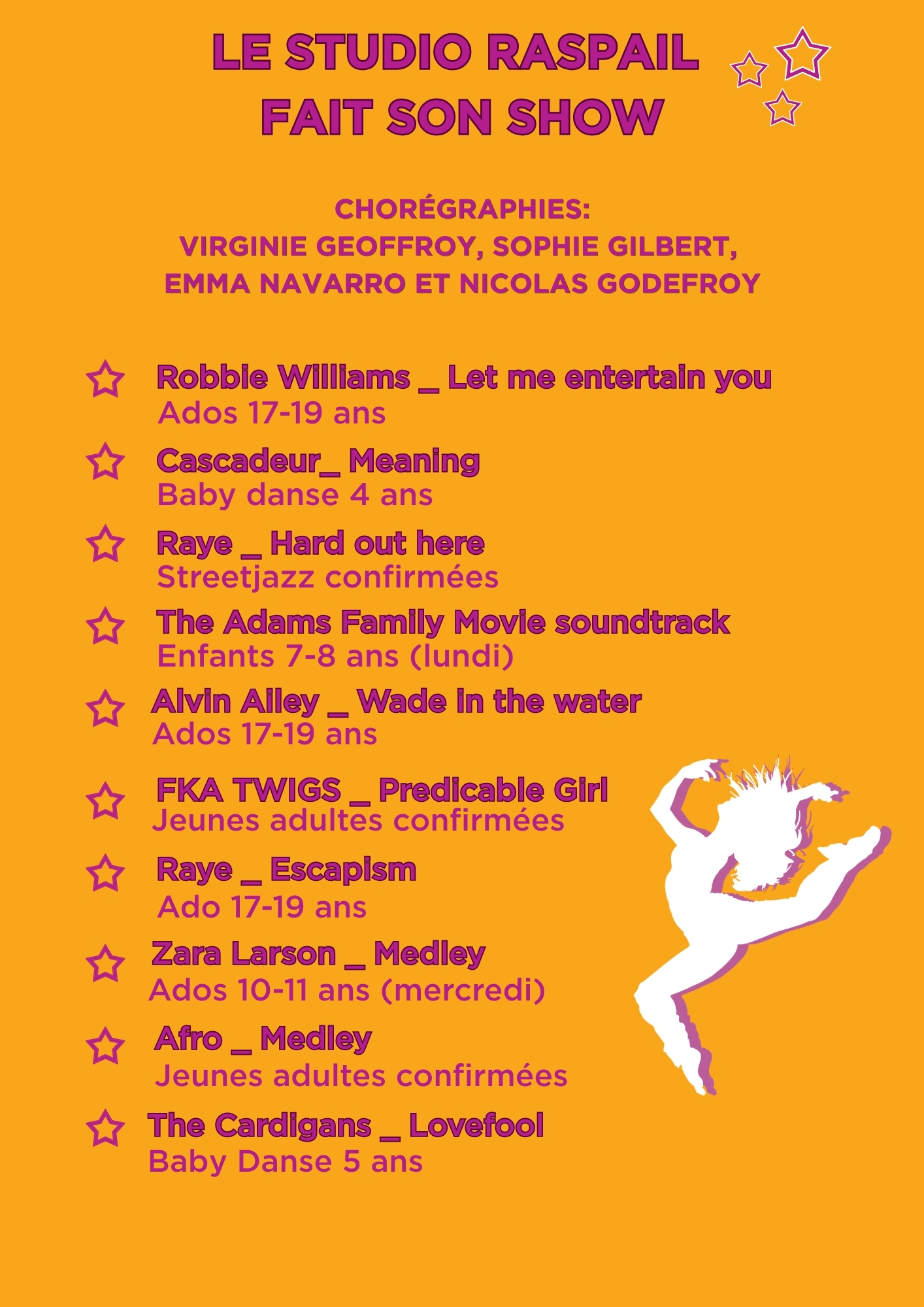 programme détaillé du spectacle des enfants partie 1